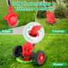 Picture of TNTANTS Electric Weed Wacker, Cordless String Trimmer with Wheels 2Pcs 24V Batteries, 3 Types of Blades, Adjustable Length, Lightweight Weed Eater Grass Trimmer/Edger/Brush Cutter for Lawn Yard Garden