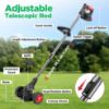 Picture of TNTANTS Electric Weed Wacker, Cordless String Trimmer with Wheels 2Pcs 24V Batteries, 3 Types of Blades, Adjustable Length, Lightweight Weed Eater Grass Trimmer/Edger/Brush Cutter for Lawn Yard Garden