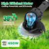 Picture of TNTANTS Electric Weed Wacker, Cordless String Trimmer with Wheels 2Pcs 24V Batteries, 3 Types of Blades, Adjustable Length, Lightweight Weed Eater Grass Trimmer/Edger/Brush Cutter for Lawn Yard Garden