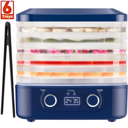Picture of TNTANTS Food Dehydrator Machine, 6 Stackable BPA-Free Trays, with Digital Adjustable 48H Timer & 158℉ Temperature Control, Dryer for Fruit, Herbs, Meat, Veggies and Pet Treats(Blue)