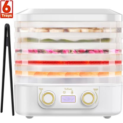 Picture of TNTANTS Food Dehydrator Machine, 6 Stackable BPA-Free Trays, with Digital Adjustable 48H Timer & 158℉ Temperature Control, Dryer for Fruit, Herbs, Meat, Veggies and Pet Treats(White)
