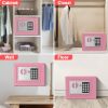 Picture of TNTANTS Electronic Digital Safe Box, 0.25 Cubic Feet Home Security Box for Office Hotel Business, Lock Box with Key Keypad for Cash Jewelry Pink
