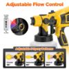 Picture of TNTANTS Paint Sprayer 1400ml Large Container, 550W HVLP Electric Spray Paint Gun with 4 Nozzles 3 Spray Patterns for House Painting, Home Interior and Exterior(Yellow)