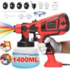 Picture of TNTANTS Paint Sprayer 1400ml Large Container, 550W HVLP Electric Spray Paint Gun with 4 Nozzles 3 Spray Patterns for House Painting, Home Interior and Exterior(Red)