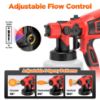 Picture of TNTANTS Paint Sprayer 1400ml Large Container, 550W HVLP Electric Spray Paint Gun with 4 Nozzles 3 Spray Patterns for House Painting, Home Interior and Exterior(Red)