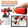 Picture of TNTANTS Paint Sprayer 1400ml Large Container, 550W HVLP Electric Spray Paint Gun with 4 Nozzles 3 Spray Patterns for House Painting, Home Interior and Exterior(Red)
