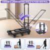 Picture of TNTANTS Hand Truck, 500 LB Heavy Duty Portable Dolly, Folding Dolly Cart with 6 Wheels & 3 Elastic Ropes for Luggage, Travel, Moving, Shopping, Office Use, Black
