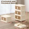Picture of TNTANTS 3 Tiers Stackable Storage Bins with Lids and Wheels, Magnetic Dual Open Collapsible Storage Container, 80QT Folding Storage Box Bins for Closet Organizers, Home and Office, Beige