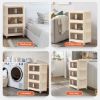 Picture of TNTANTS 3 Tiers Stackable Storage Bins with Lids and Wheels, Magnetic Dual Open Collapsible Storage Container, 80QT Folding Storage Box Bins for Closet Organizers, Home and Office, Beige