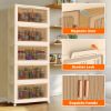 Picture of TNTANTS 5 Tiers Stackable Storage Bins with Lids and Wheels, Magnetic Dual Open Collapsible Storage Container, 235QT Folding Storage Box Bins for Closet Organizers, Home and Office, Beige