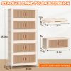 Picture of TNTANTS 5 Tiers Stackable Storage Bins with Lids and Wheels, Magnetic Dual Open Collapsible Storage Container, 235QT Folding Storage Box Bins for Closet Organizers, Home and Office, Beige