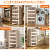 Picture of TNTANTS 5 Tiers Stackable Storage Bins with Lids and Wheels, Magnetic Dual Open Collapsible Storage Container, 235QT Folding Storage Box Bins for Closet Organizers, Home and Office, Beige