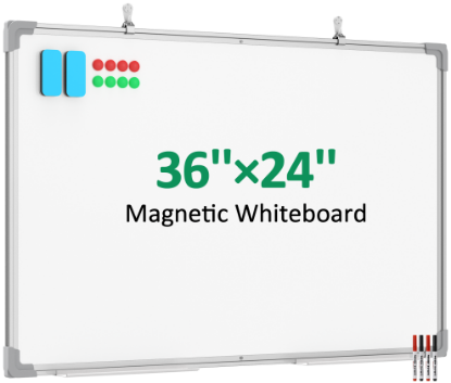 Picture of TNTANTS Magnetic White Board 36''×24'', Dry Erase Board for Home, School, Office, Silver Aluminium Frame Wall Mounted Whiteboard