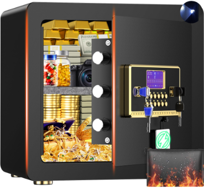 Picture of BESAFETY 2.5 Cuft Safe Box, Digital Keypad Home Security Safe With Fireproof Waterproof Bag & Adjustable Shelf