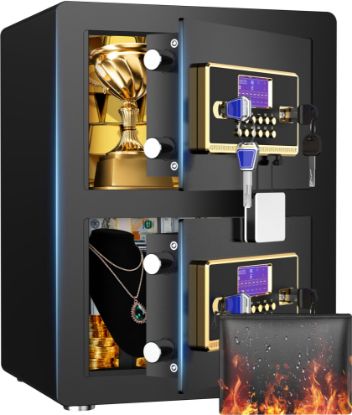 Picture of BESAFETY 4.6 Cuft Large Double Door Safe Box, Digital Keypad Home Security Safe With Fireproof Waterproof Bag for Money Office