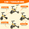 Picture of TNTANTS 4 in 1 Toddler Bike, Kids Tricycle for 1-5 Years Old, Toddler Tricycle for Boy Girl, Baby Balance Bike with Parent Steering Push Handle, Removable Pedal, Adjustable Seat Yellow