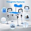 Picture of TNTANTS Shower Chair for Inside Shower with Armrests & Back, Upgraded Supports up to 350lbs Shower Seat with Padded and Grab Bar, Adjustable Height Shower Bench for Elderly Disabled