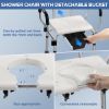 Picture of TNTANTS Shower Chair for Inside Shower with Armrests & Back, Upgraded Supports up to 350lbs Shower Seat with Padded and Grab Bar, Adjustable Height Shower Bench for Elderly Disabled White