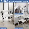 Picture of TNTANTS Shower Chair for Inside Shower with Armrests & Back, Upgraded Supports up to 350lbs Shower Seat with Padded and Grab Bar, Adjustable Height Shower Bench for Elderly Disabled White