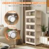 Picture of TNTANTS 5 Tiers Stackable Storage Bins with Wheels, Magnetic Dual Open Collapsible Storage Container with Lids, 125QT Folding Storage Box Bins for Closet Organizers, Home and Office, Beige