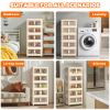 Picture of TNTANTS 5 Tiers Stackable Storage Bins with Wheels, Magnetic Dual Open Collapsible Storage Container with Lids, 125QT Folding Storage Box Bins for Closet Organizers, Home and Office, Beige