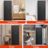 Picture of SYSENFO 12-15 Gun Cabinet, Quick Access Long Gun Safe for Home Rifles and Pistols, Large Unassembled Rifle Safe with Removable Shelves, Digital Keypad, Pegboard