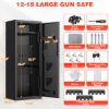 Picture of SYSENFO 12-15 Gun Cabinet, Quick Access Long Gun Safe for Home Rifles and Pistols, Large Unassembled Rifle Safe with Removable Shelves, Digital Keypad, Pegboard