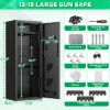Picture of SYSENFO 12-15 Gun Cabinet, Quick Access Long Gun Safe for Home Rifles and Pistols, Large Unassembled Rifle Safe with Removable Shelves, Digital Keypad, Pegboard